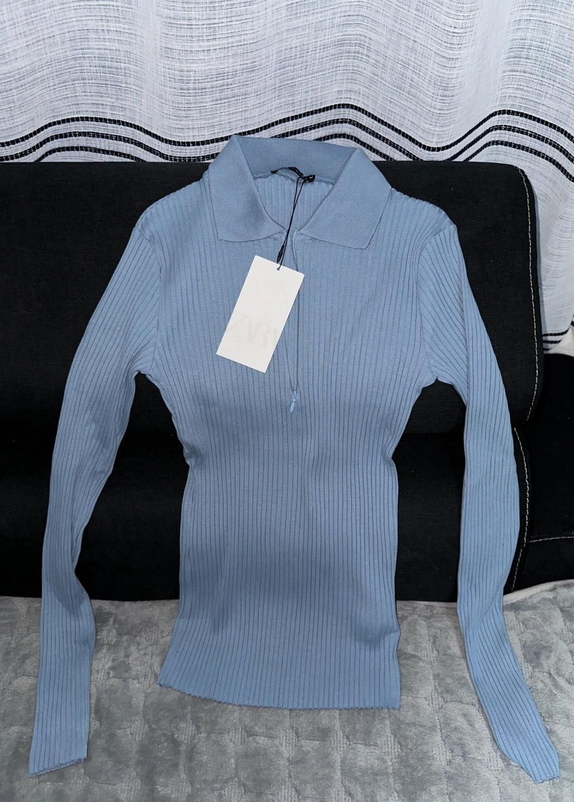 Zara ZARA Bodycon Jumper / Quater Zip Jumper / Sky Blue Color Size M / US 6-8 / IT 42-44 - 1 Preview