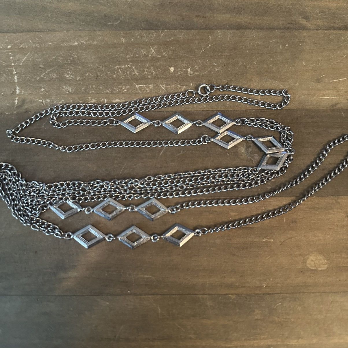 Vintage Vintage long silver tone station geometric links necklace Size ONE SIZE - 3 Thumbnail