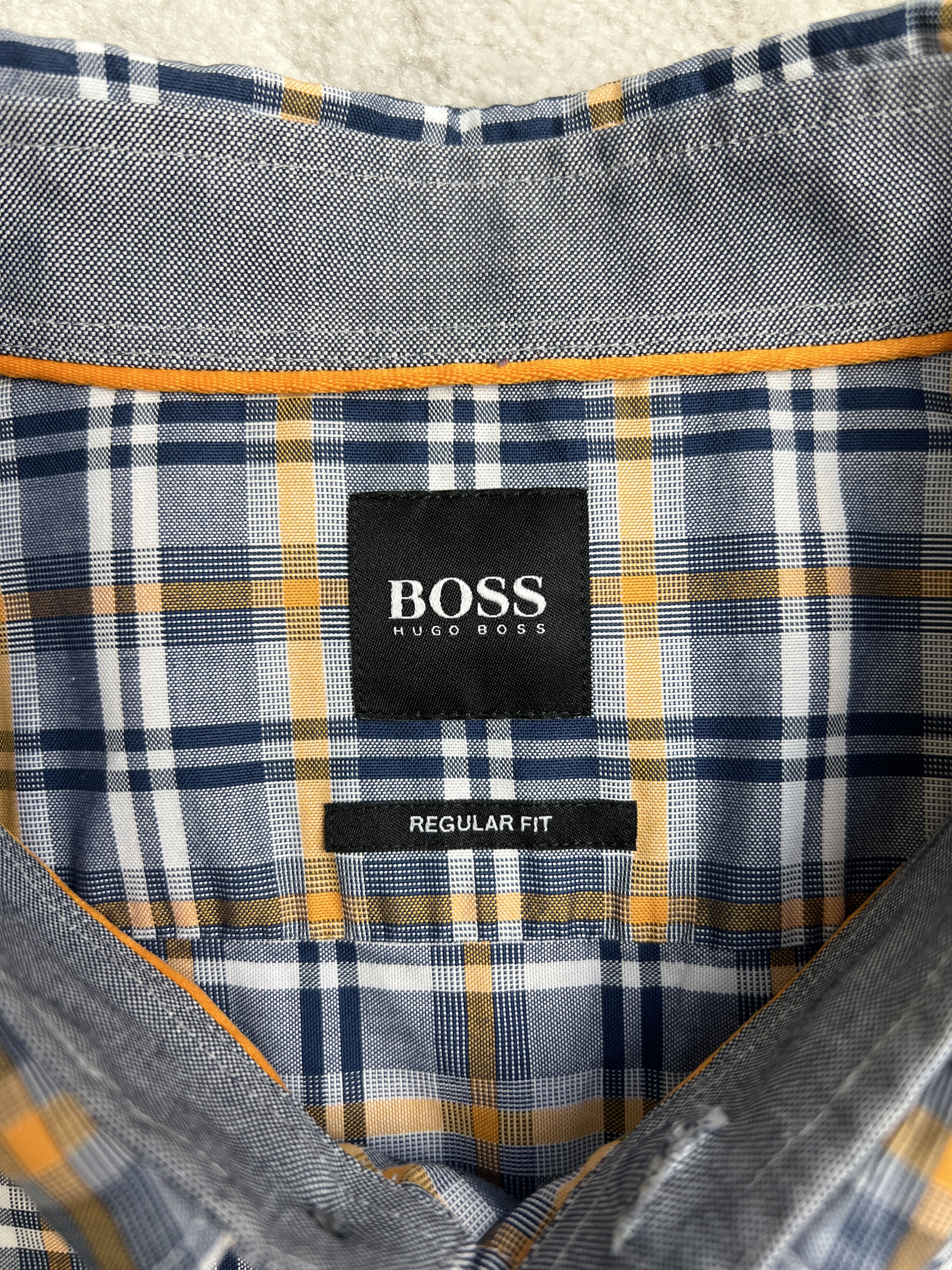 Hugo Boss Hugo Boss Regular Fit Checked Shirt – Blue/Orange – Size L Size US L / EU 52-54 / 3 - 20 Thumbnail