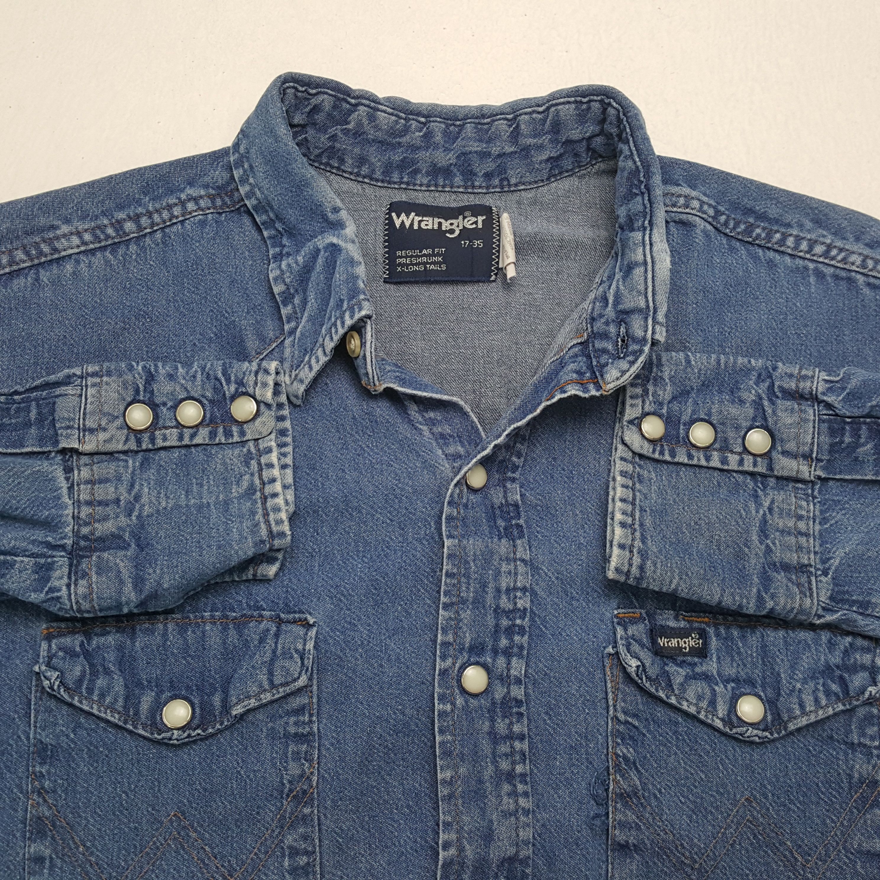 Vintage × Wrangler Vintage WRANGLER American Classic Style Denim Shirts Size US XL / EU 56 / 4 - 7 Thumbnail