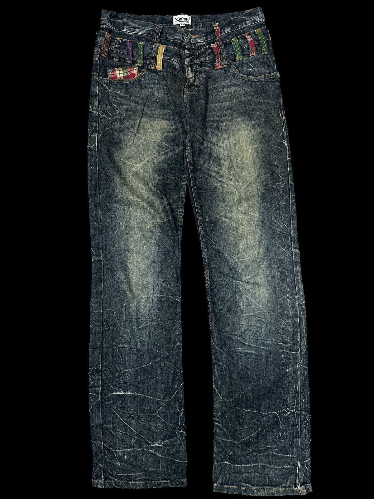 Japanese Brand Double Waist 💥 Nylaus Clothing Bootcut Blue Washed 🎌 Size US 34 / EU 50 - 1 Thumbnail