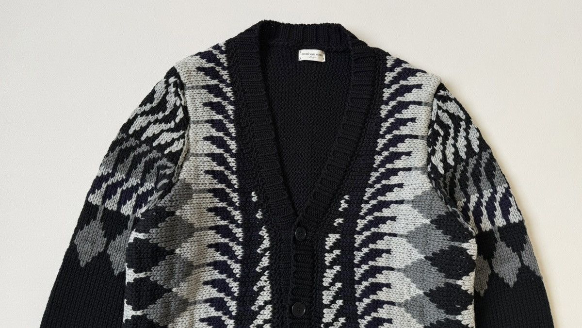 Dries Van Noten ‘Abstract Patterned’ Black Wool Cardigan Size US M / EU 48-50 / 2 - 3 Thumbnail