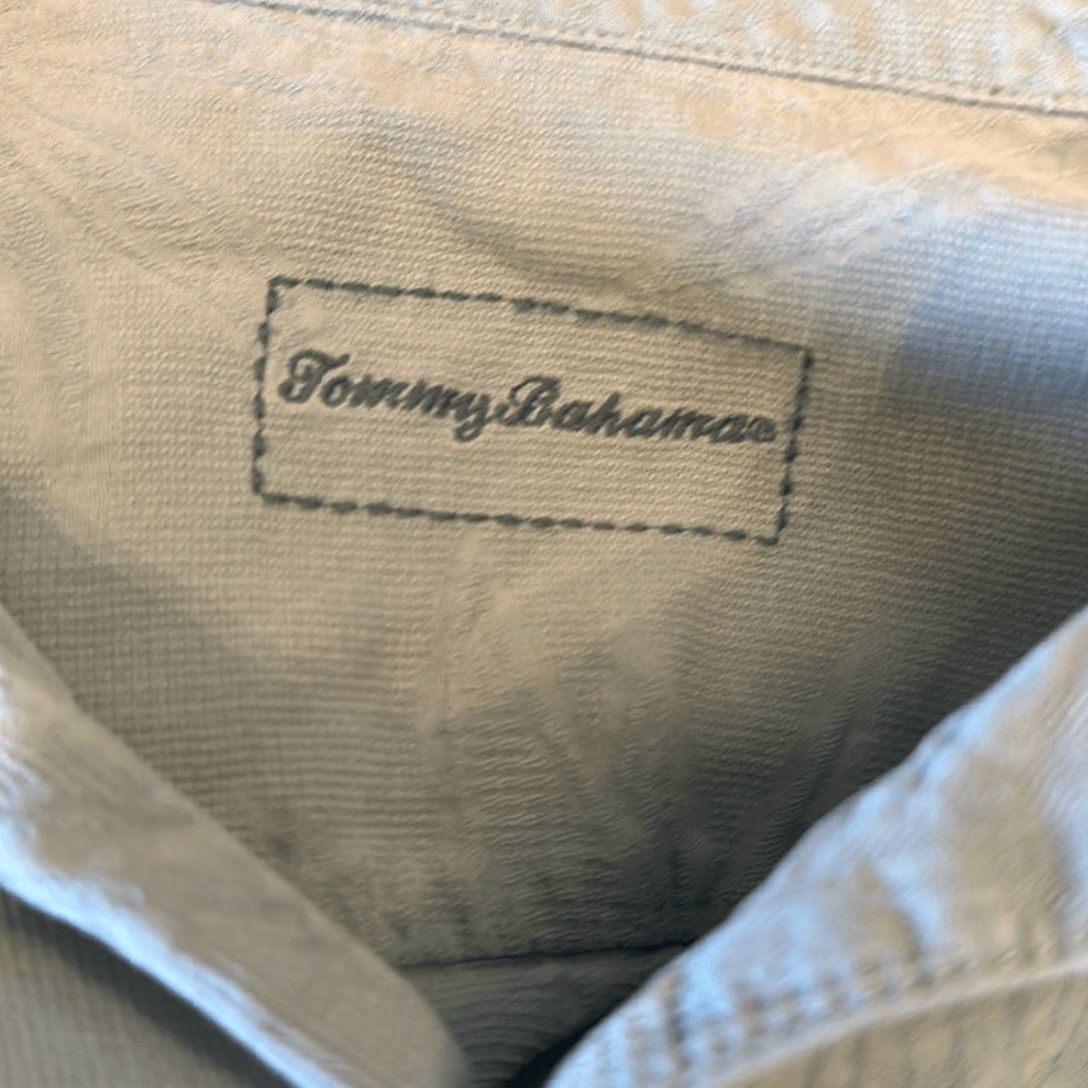 Tommy Bahama Tommy Bahama Camp Shirt XL Mint Green 100% Silk Bedarra Garden Camp Short Sleeve Men Blue Cream Exterior Color Cream Size US XL / EU 56 / 4 - 5 Thumbnail