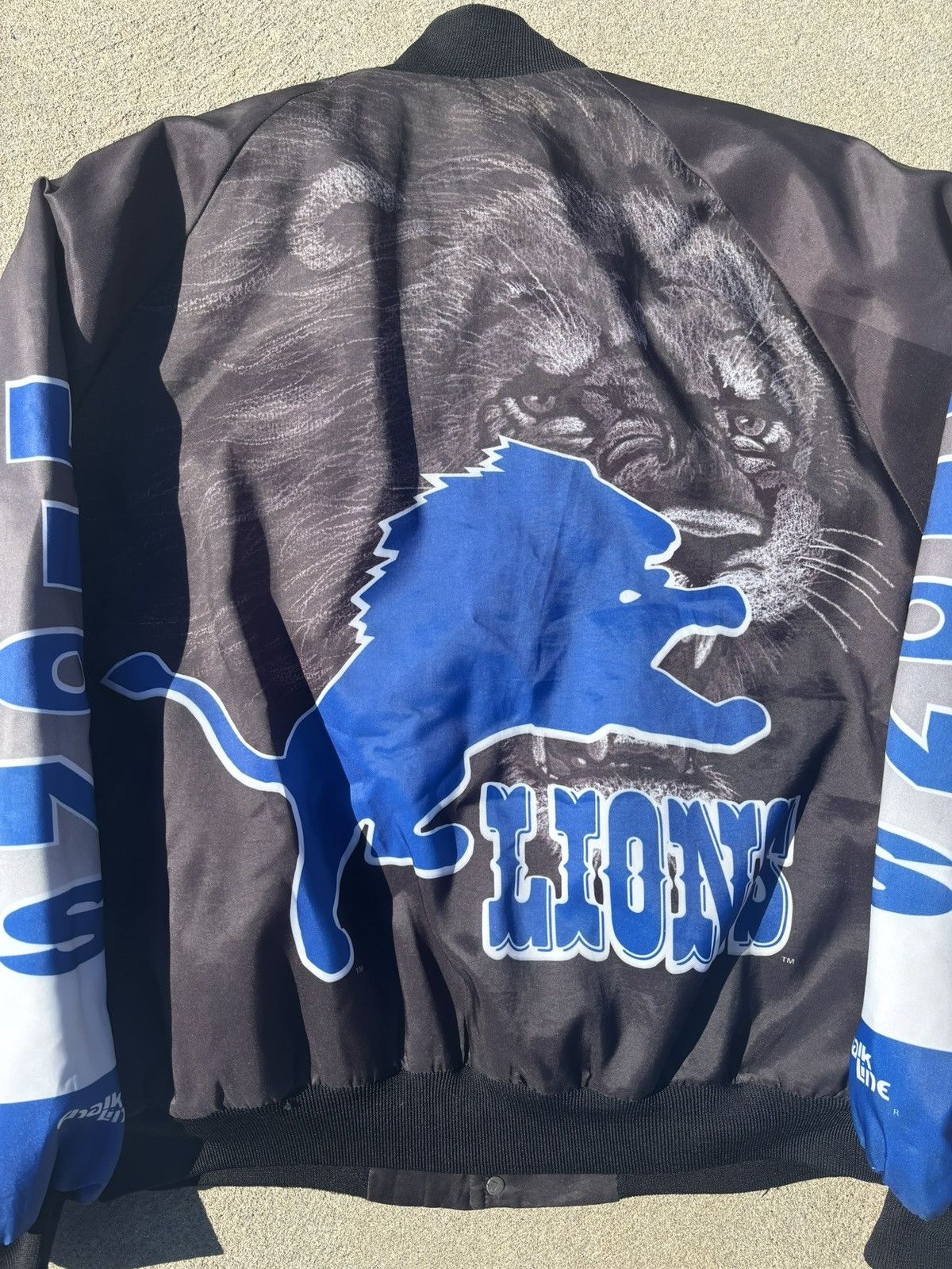 Chalk Line RARE Vintage 90s Detroit Lions Satin Bomber Jacket Size US XL / EU 56 / 4 - 2 Thumbnail