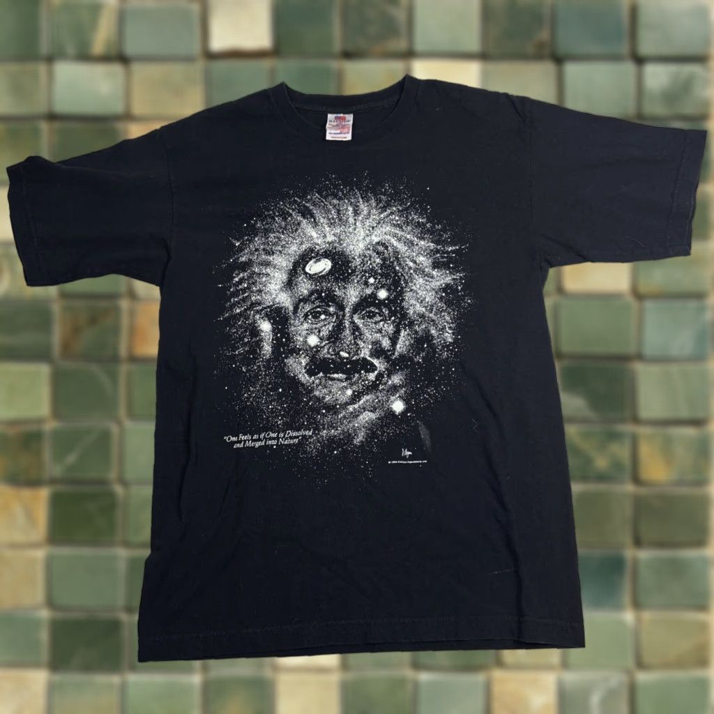 Vintage VINTAGE 1993 Common Expressions Albert Einstein Glow In The Dark T Shirt Sz Med Bayside Black Cotton Short Sleeve Grunge 1990s M Mens Size US M / EU 48-50 / 2 - 1 Thumbnail