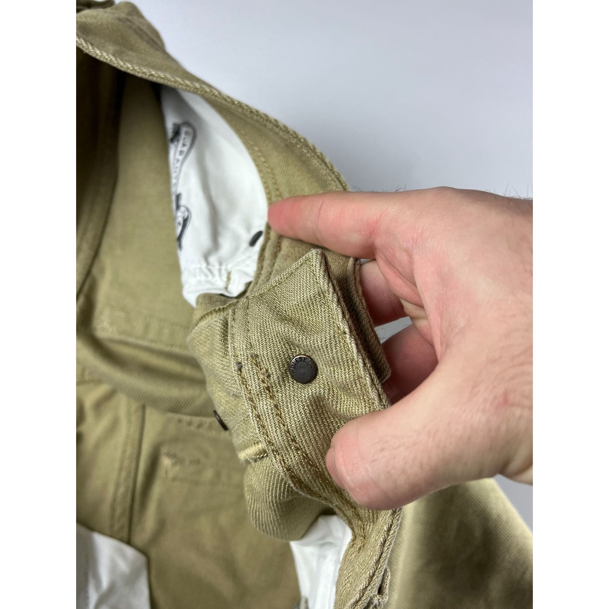 Diesel × Vintage Diesel Mens Semado Beige Cotton Straight Fit Jeans Size US 34 / EU 50 - 10 Thumbnail