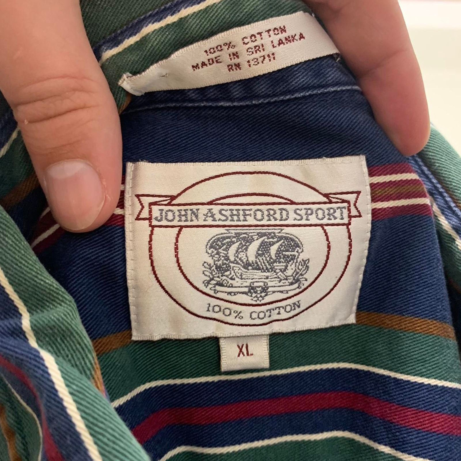 John Ashford × Vintage Vintage 90s John Ashford Striped Retro Button Up Shirt Size US XL / EU 56 / 4 - 4 Thumbnail