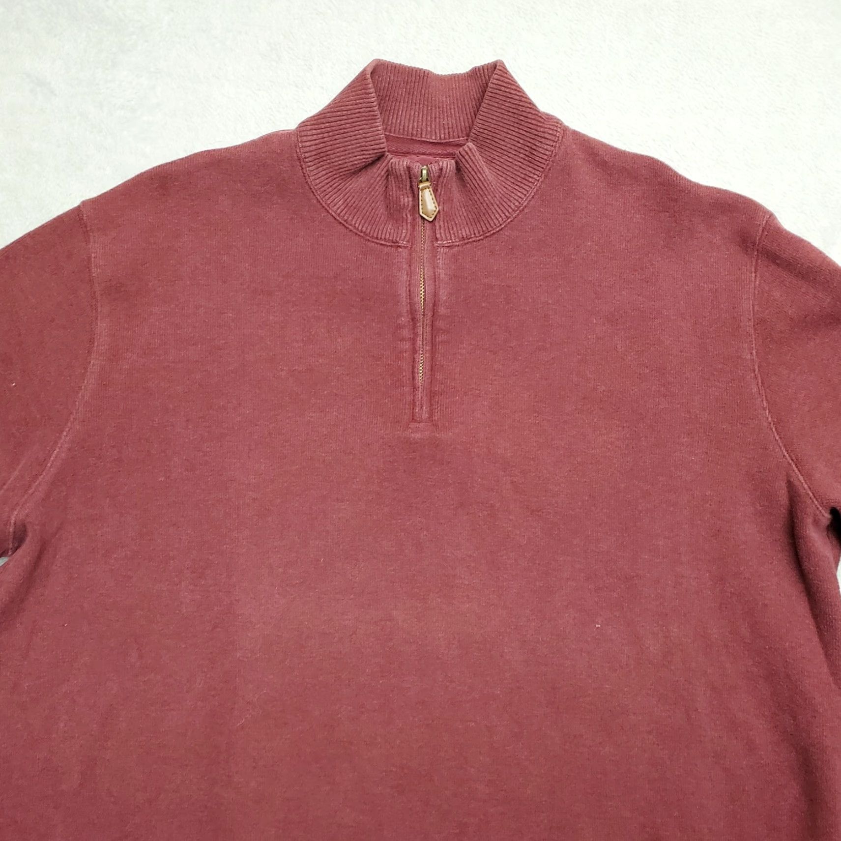 Lands' End Lands' End Sweater Men Red 1/4 Zip Long Sleeve Elbow Patches L Large Pullover Knit Casual Shirt Mens Size US L / EU 52-54 / 3 - 2 Thumbnail