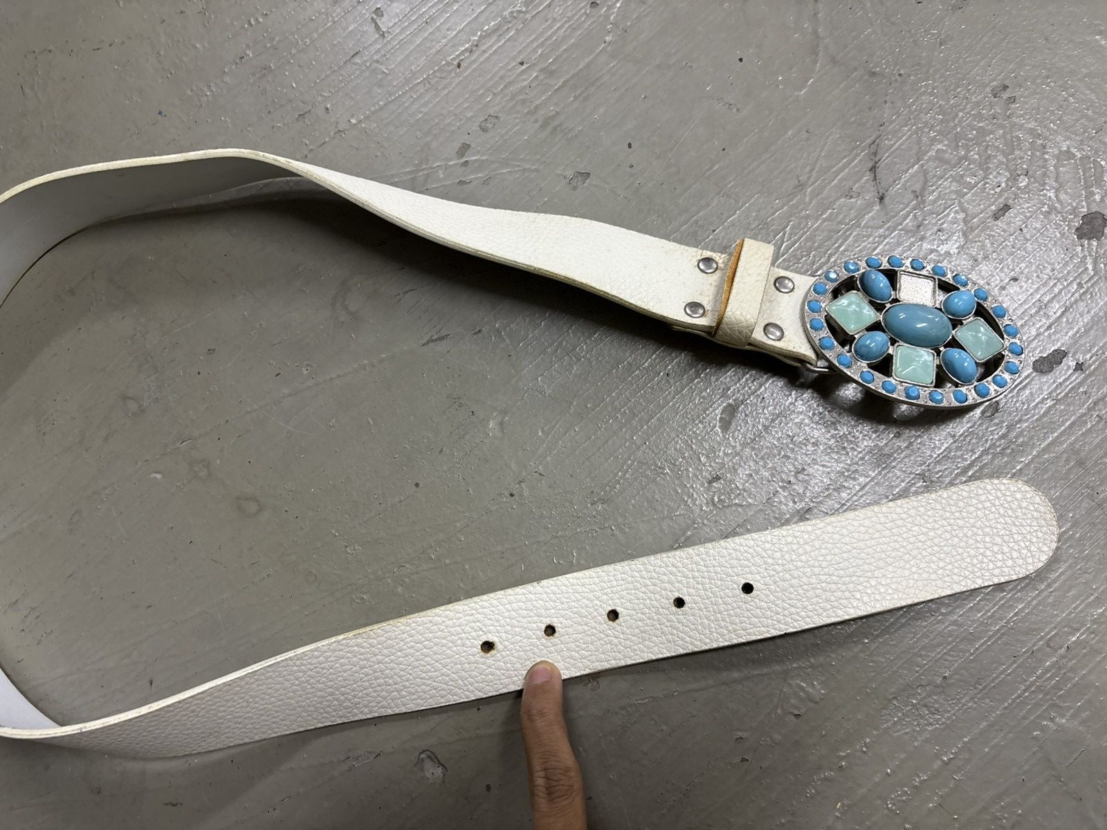Japanese Brand × KMRii KMRII White Python Studded Belt | Grailed