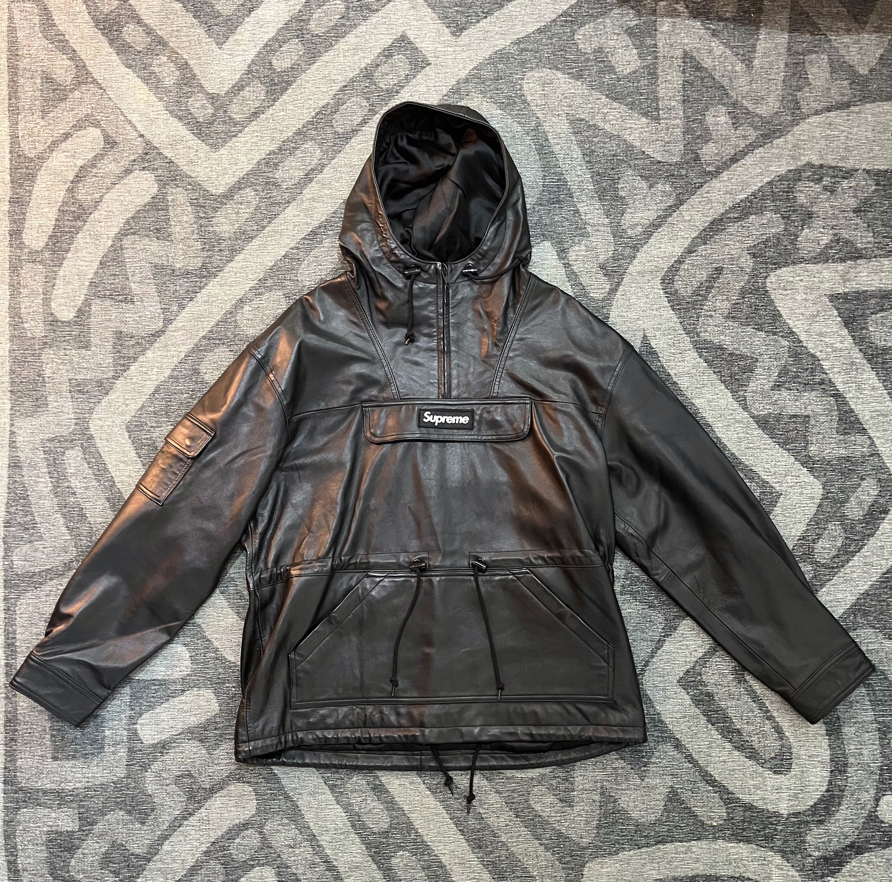 Nike × Supreme Supreme Nike Leather Anorak Jacket Black | Grailed