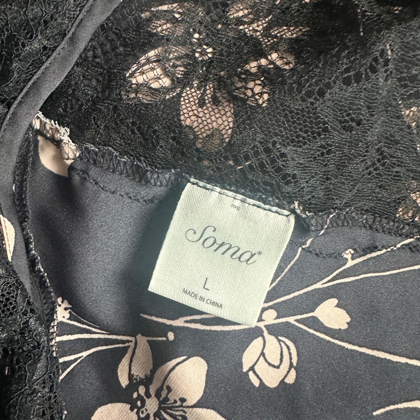 Vintage Soma Black Blush Slip Chemise Nightie Nightgown Lingerie L Size ONE SIZE - 7 Thumbnail