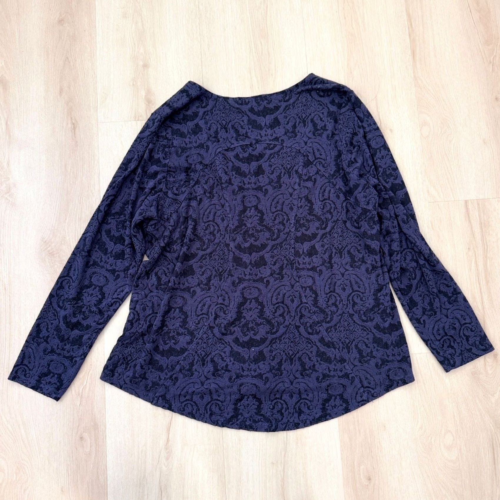 Habitat Habitat Blouse XL Purple Black Lacey Paisley Burnout Long Sleeve Top Womens Size XL / US 12-14 / IT 48-50 - 4 Thumbnail