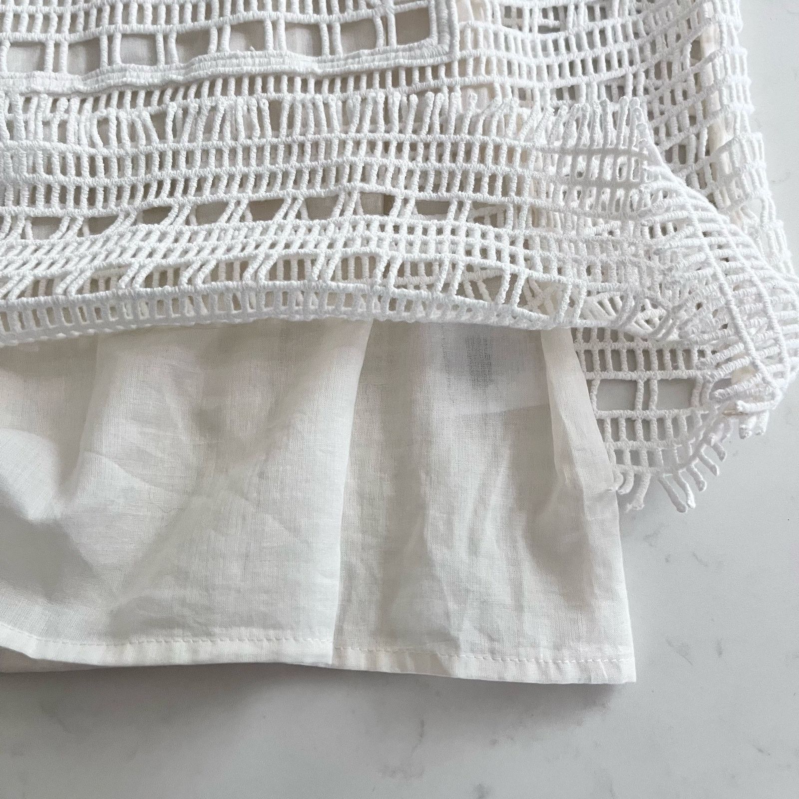 Tory Burch Tory Burch Ivory Open Knit Crochet Lace Short Sleeve Top Size M / US 6-8 / IT 42-44 - 10 Thumbnail