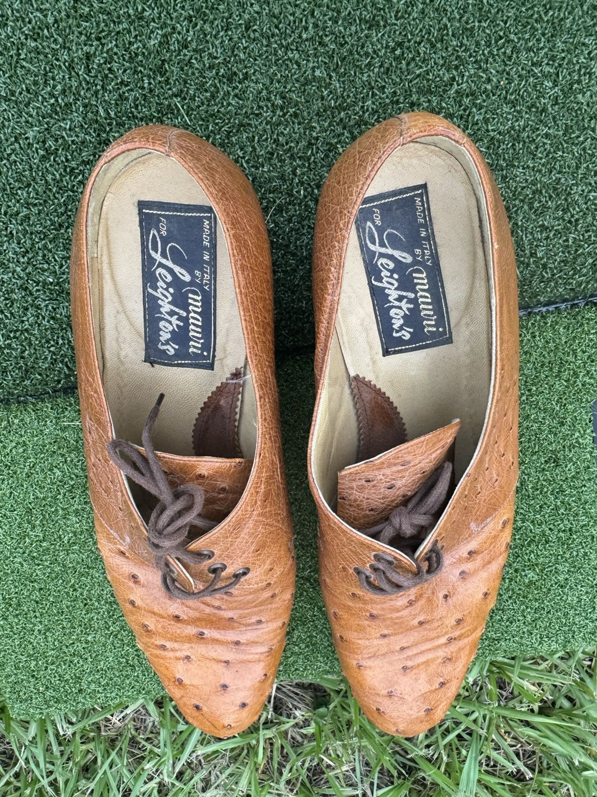 Mauri Rare Mauri for Leighton’s Italy Ostrich Leather Oxfords 11D Size US 11 / EU 44 - 4 Thumbnail