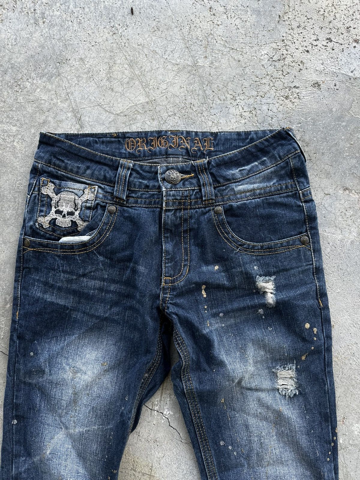 Le Grande Bleu (L.G.B.) Original Jeans Skull Flare Distressed Denim Size US 32 / EU 48 - 3 Thumbnail
