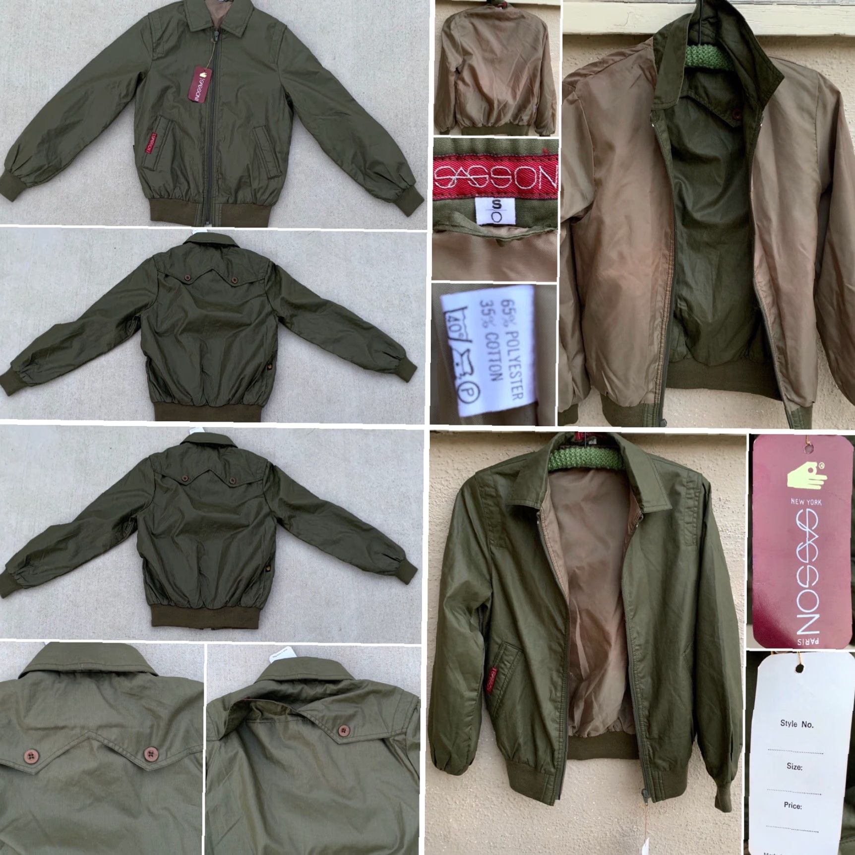 Vintage VINTAGE Sasson New York Paris Windbreaker Jacket 1980s Size S Green Women Mens Small Olive Army Green Jacket Size S / US 4 / IT 40 - 6 Thumbnail