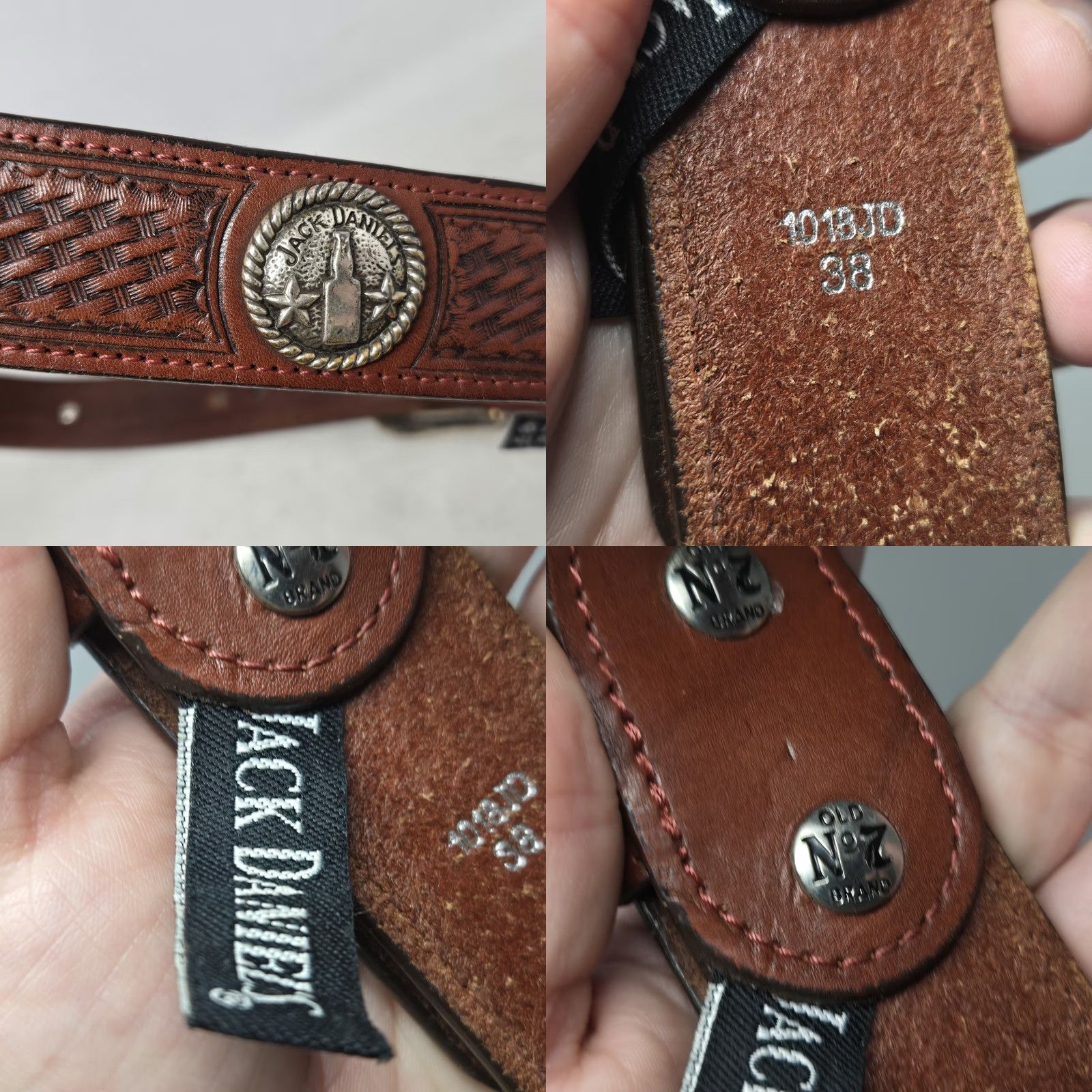 Vintage VINTAGE Jack Daniels Belt Men Brown Leather Western Concho Style Size 38 Rare Mens Size 38 - 8 Thumbnail
