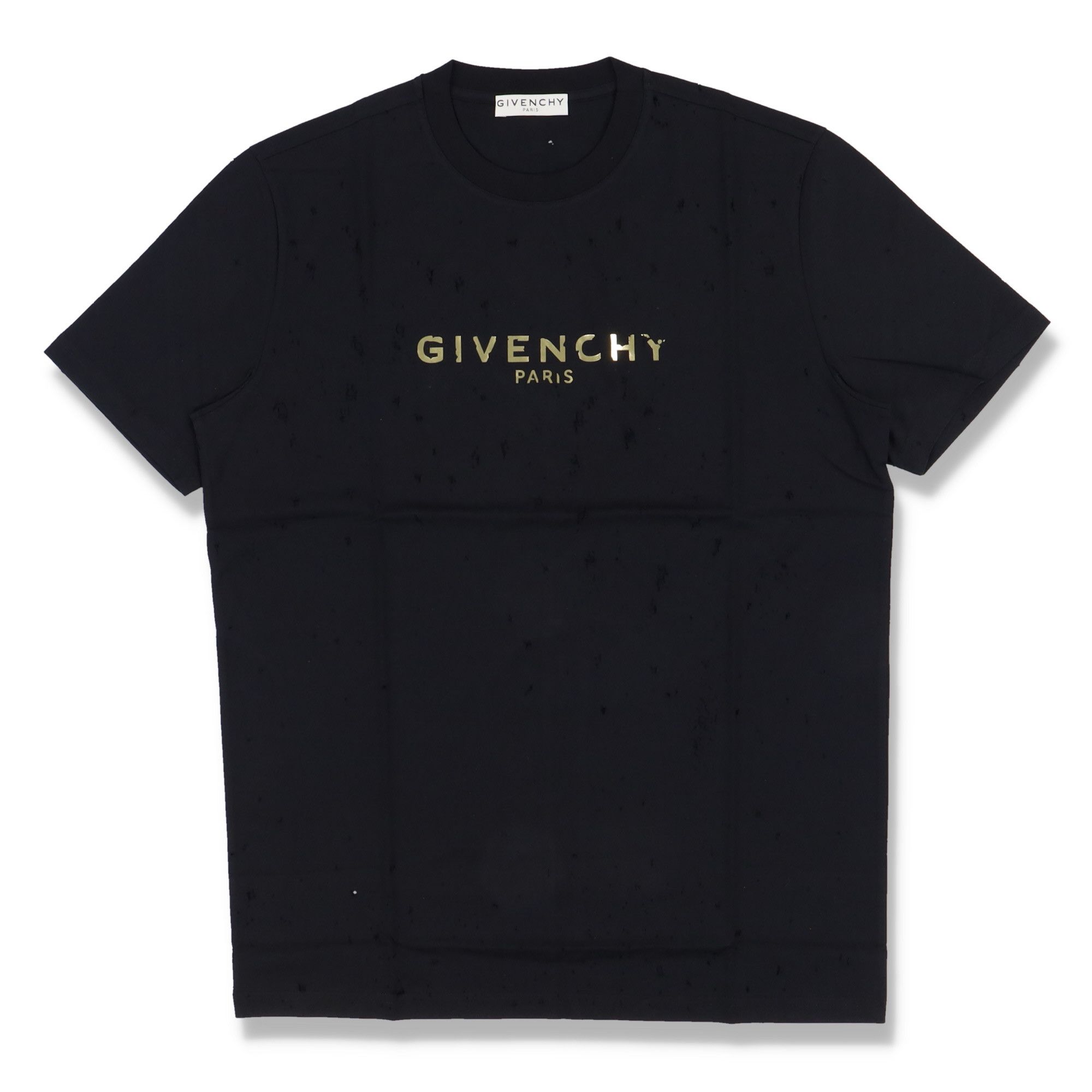 Black Distressed Gold Blurred Logo T-Shirt