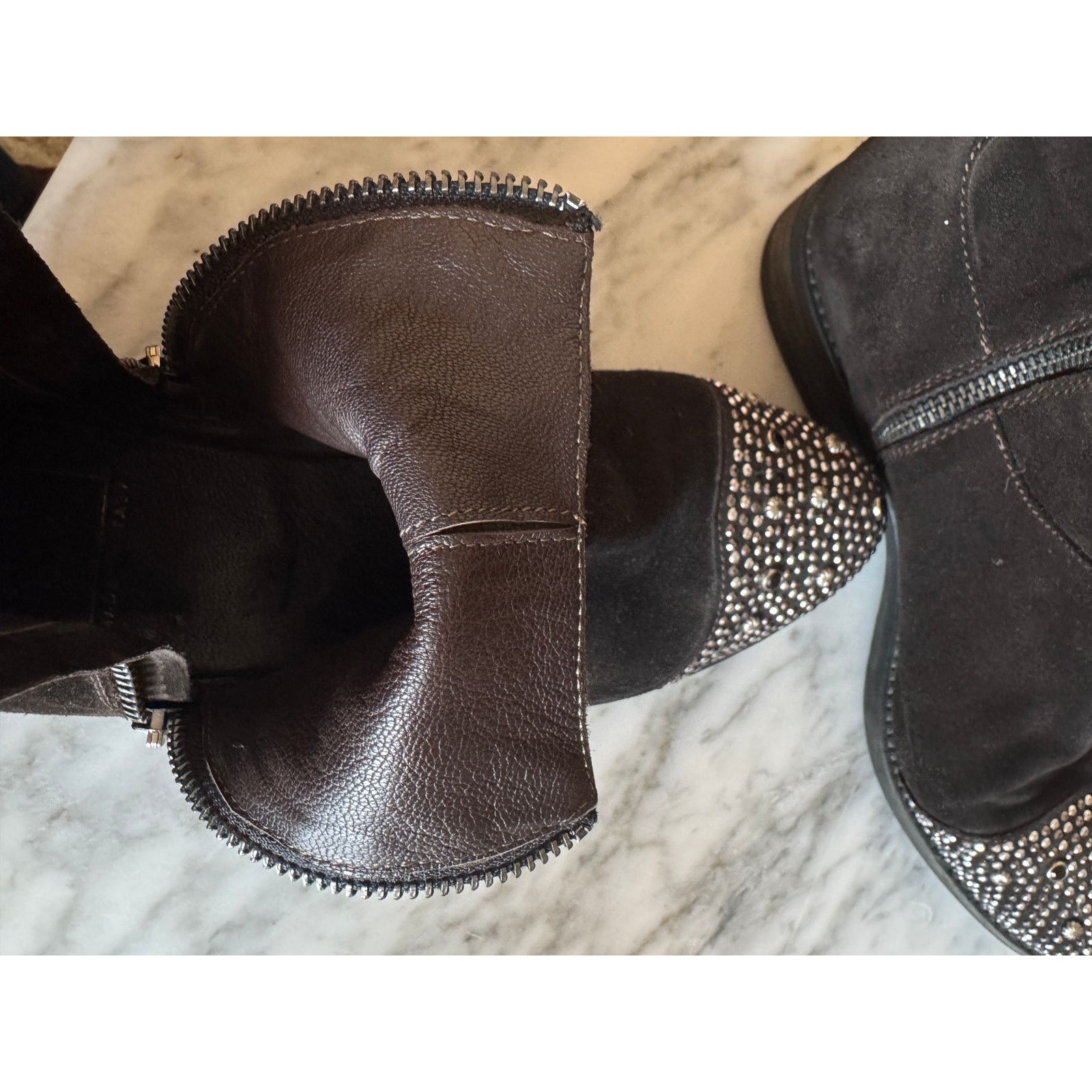 Other The Shoe Box Studded Cap Toe Zip Back Suede Ankle Boots Size US 8 / IT 38 - 6 Thumbnail