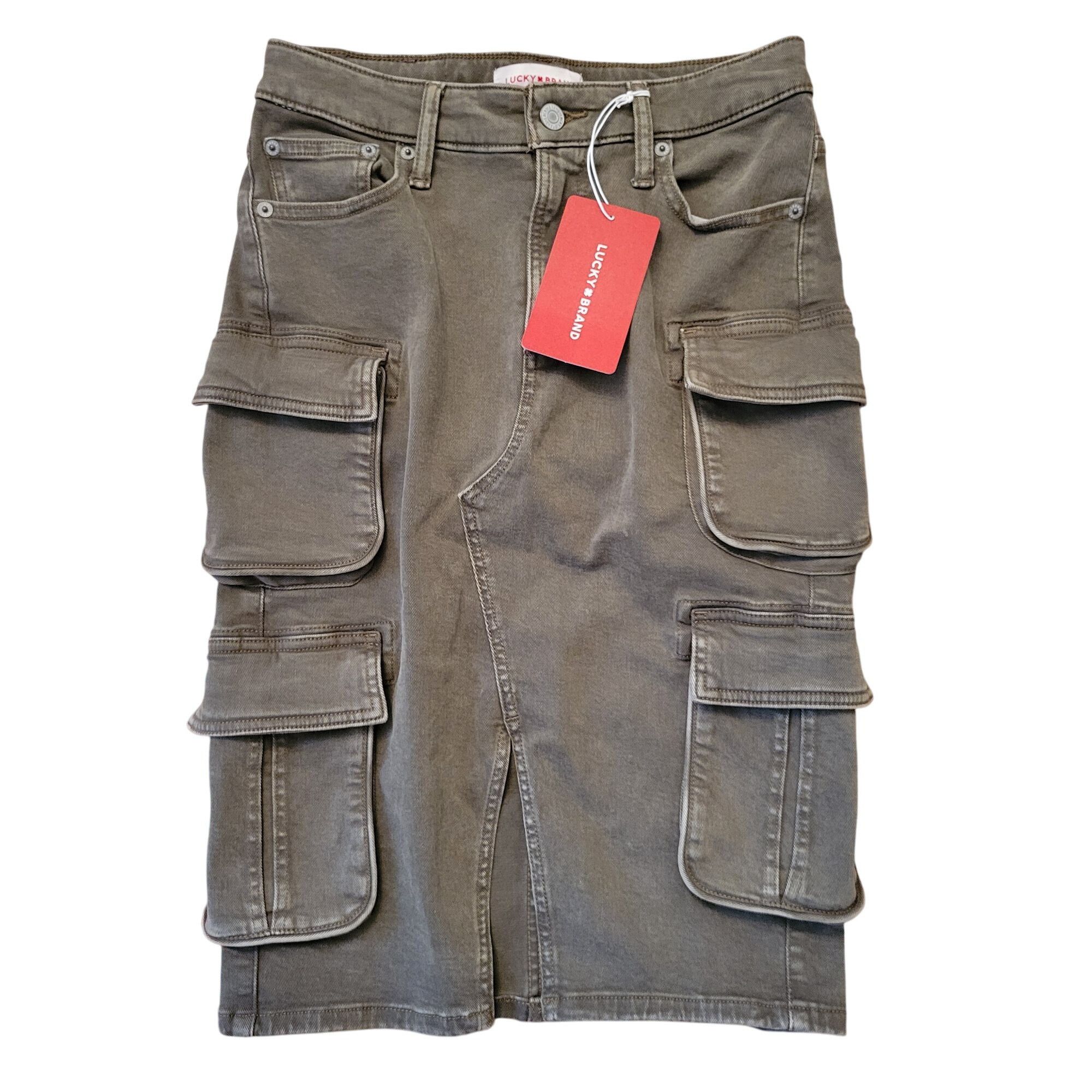 Lucky Brand Lucky Brand Olive Green Cargo Pencil Skirt 00/24 Utility Poc Size 24" / US 00 / IT 34 - 1 Thumbnail