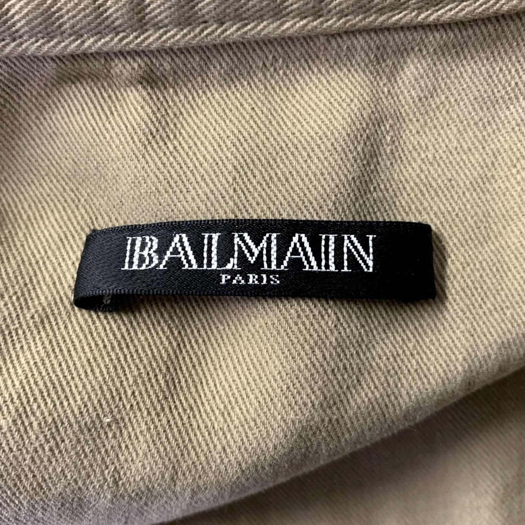 Balmain BALMAIN XL Khaki Arm Patch Cotton Band Collar Jacket Men Embroidery Italy Blazer Size 46R - 7 Thumbnail