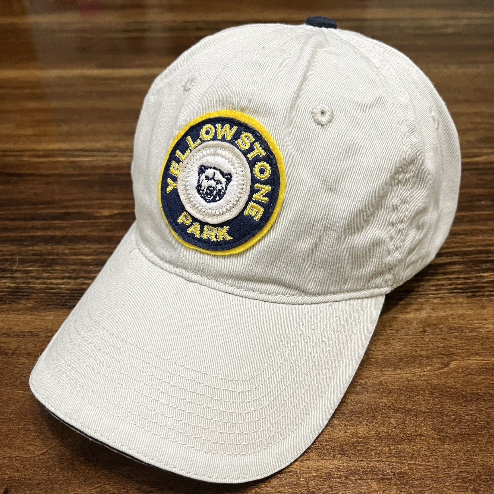 Vintage Yellowstone National Park Hat Cap Bear Patch Strap Back Cotton Dad Casual Travel Men One Size Beige Size US M / EU 48-50 / 2 - 2 Thumbnail
