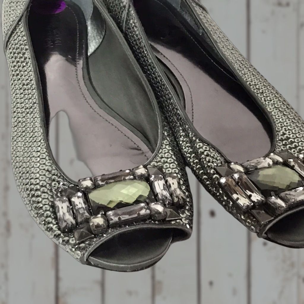 Kenneth Cole Kenneth Cole Reaction Green Sequined Flats Womens Size 8.5 Peep Toe Slip On Size US 9 / IT 39 - 1 Thumbnail