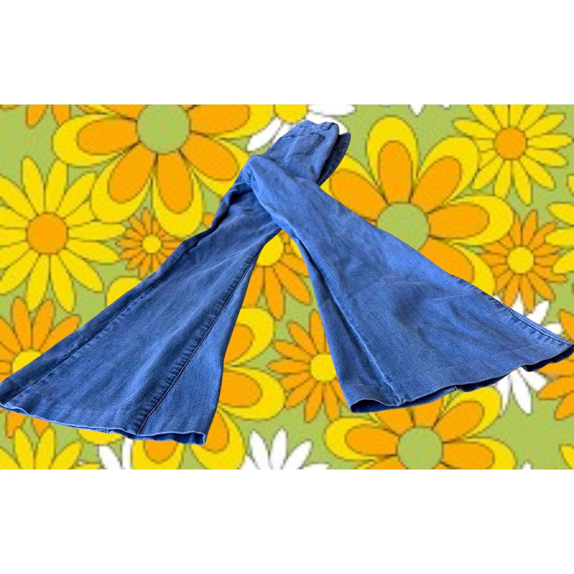 Designer Three Bird Nest Jeans Girls XL Denim Bell bottoms High Wais Size 26" / US 2 / IT 38 - 8 Thumbnail