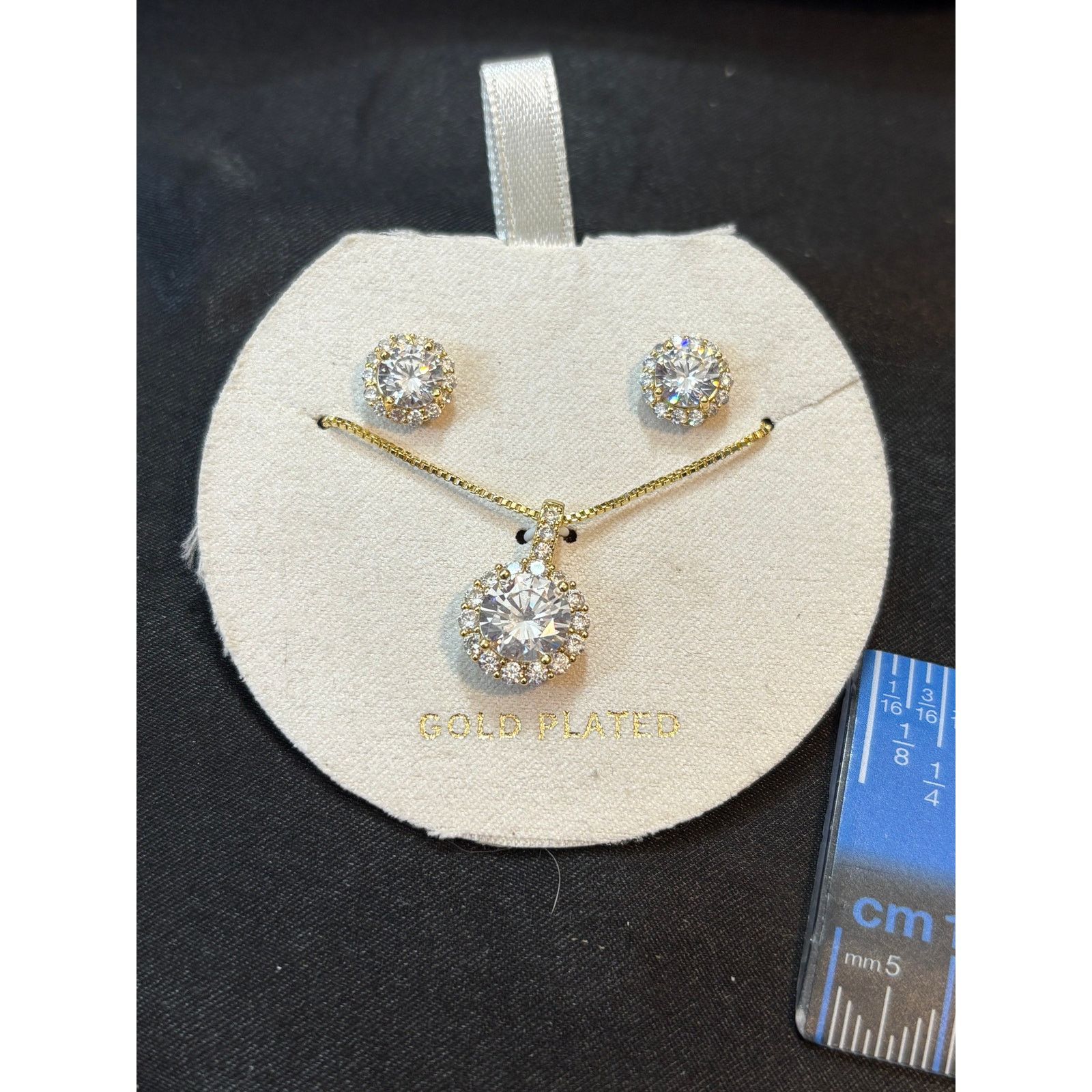 Other New Gold Plated Cubic Zirconia Necklace & Stud Earrings Set Size ONE SIZE - 1 Thumbnail
