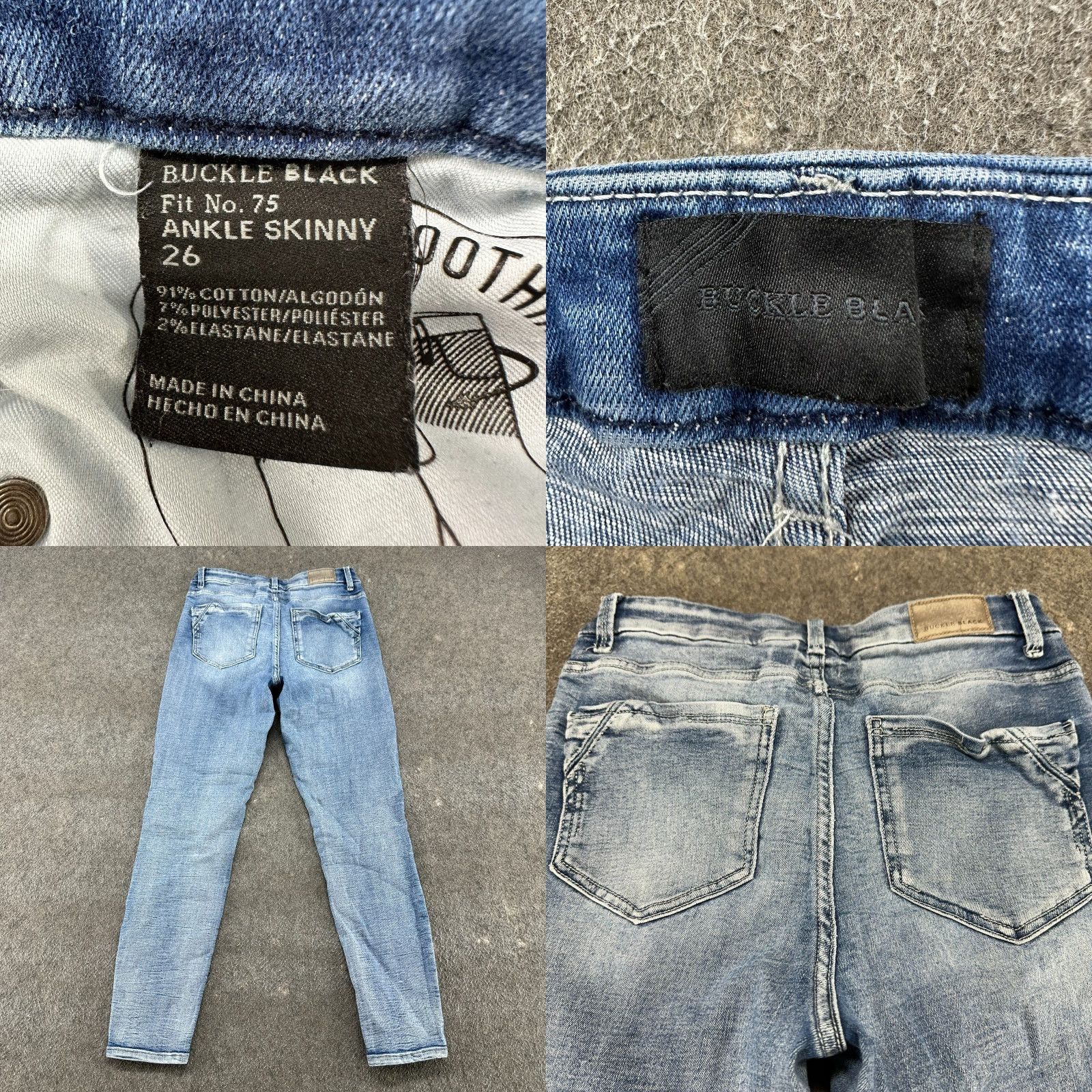 Buckle Black Buckle Black Jeans Womens 26 Skinny Distressed Blue Denim 5-Pocket Zip Inseam 28 High Rise Slim Stretch Regular Size 26" / US 2 / IT 38 - 8 Thumbnail