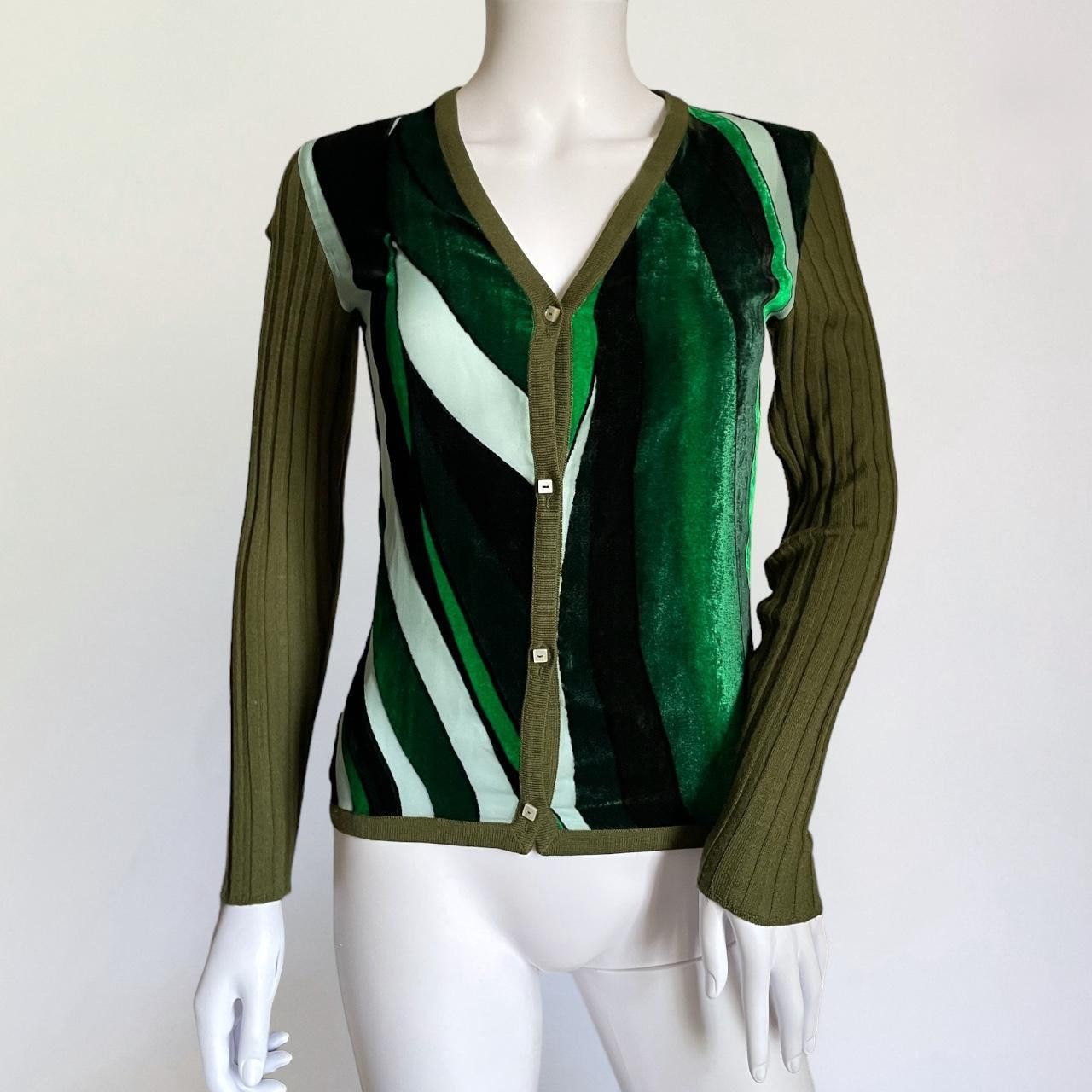 image of Gianni Versace Couture Cardigan, Fw 2000 in Green, Women's (Size Small)