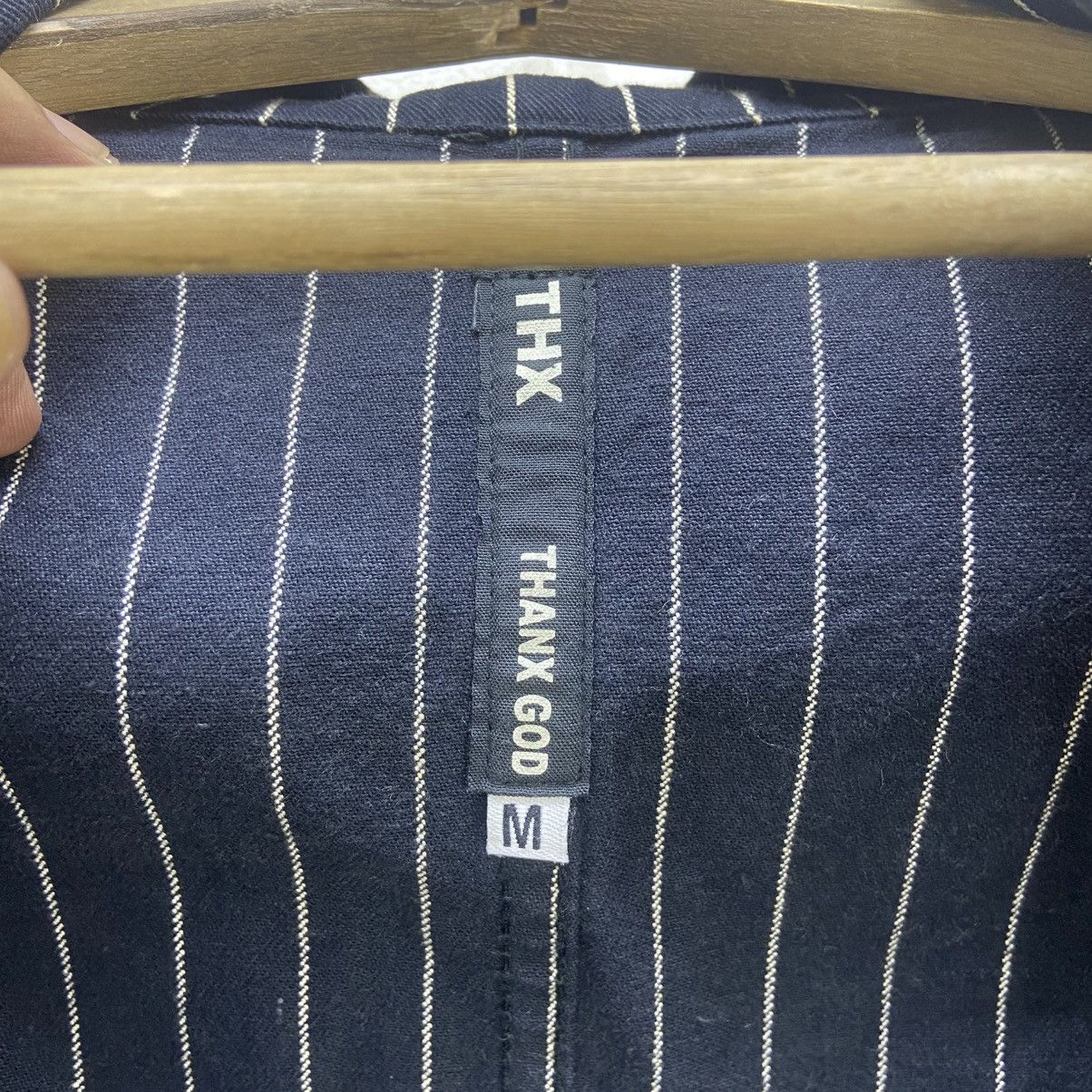 Japanese Brand Japanese Brand Thanx God Stripes Distressed Denim Jacket Size US S / EU 44-46 / 1 - 22 Thumbnail