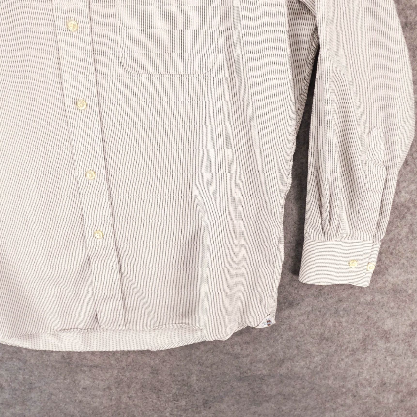 Peter Millar Peter Millar Shirt Mens 16.5 Reg Long Sleeve Button Up Gray White Striped Size US XL / EU 56 / 4 - 5 Thumbnail