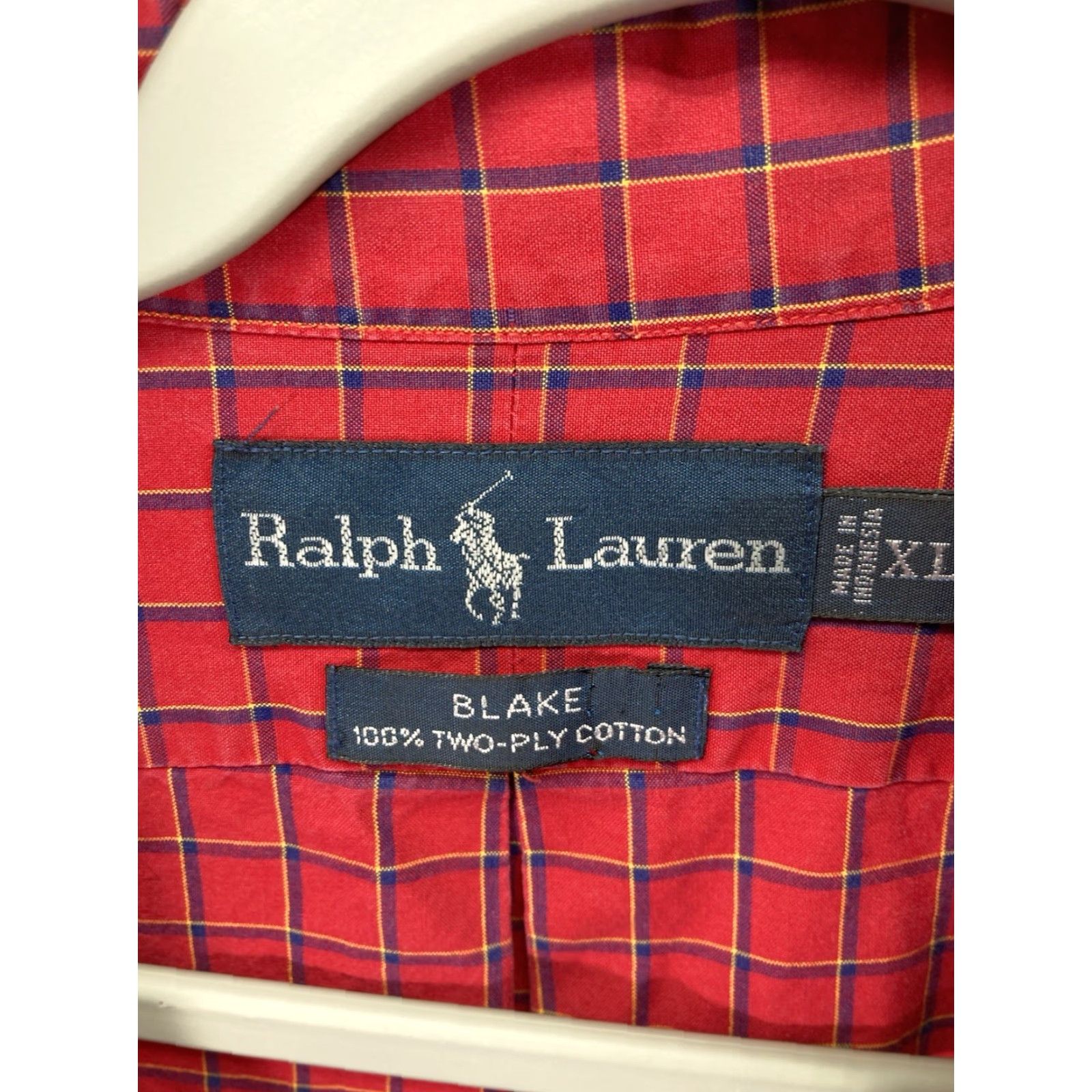 Ralph Lauren VINTAGE Ralph Lauren Blake Shirt Men XL Red Check Button Long Sleeve Cotton VTG Size US XL / EU 56 / 4 - 5 Thumbnail