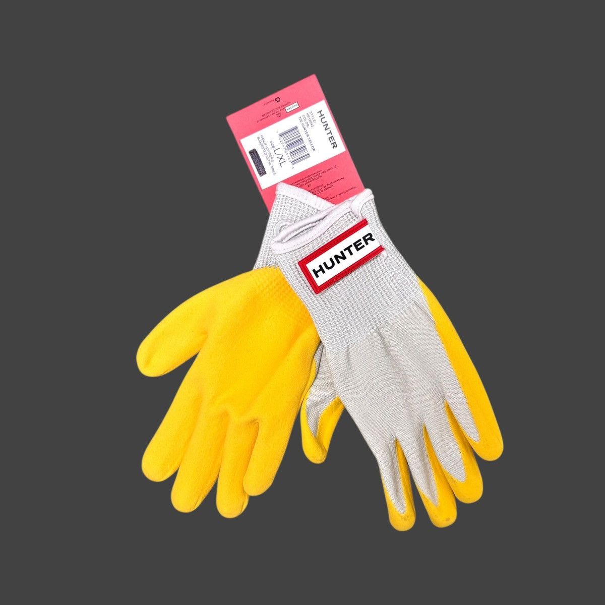 Hunter Hunter Rubberized Logo Work Gloves Yellow Red Sz L/XL Unisex Size ONE SIZE - 2 Thumbnail