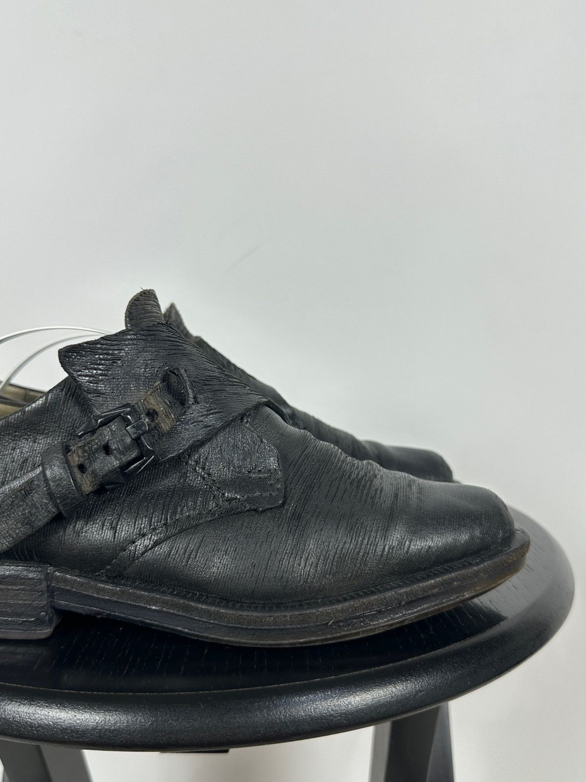 A.S.98 A.S.98 Black Distressed Leather Monk Strap Shoes Size US 6 / IT 36 - 13 Thumbnail