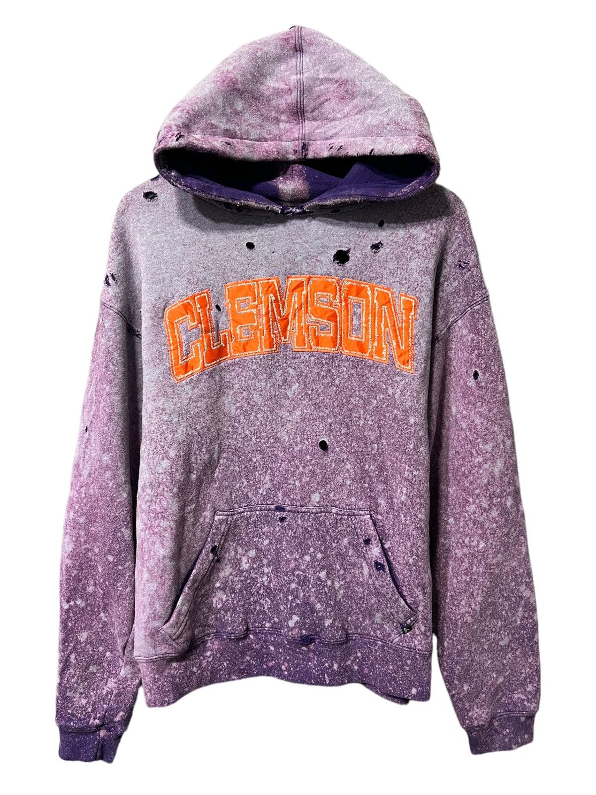 Thrashed Faded Purple Clemson Hoodie