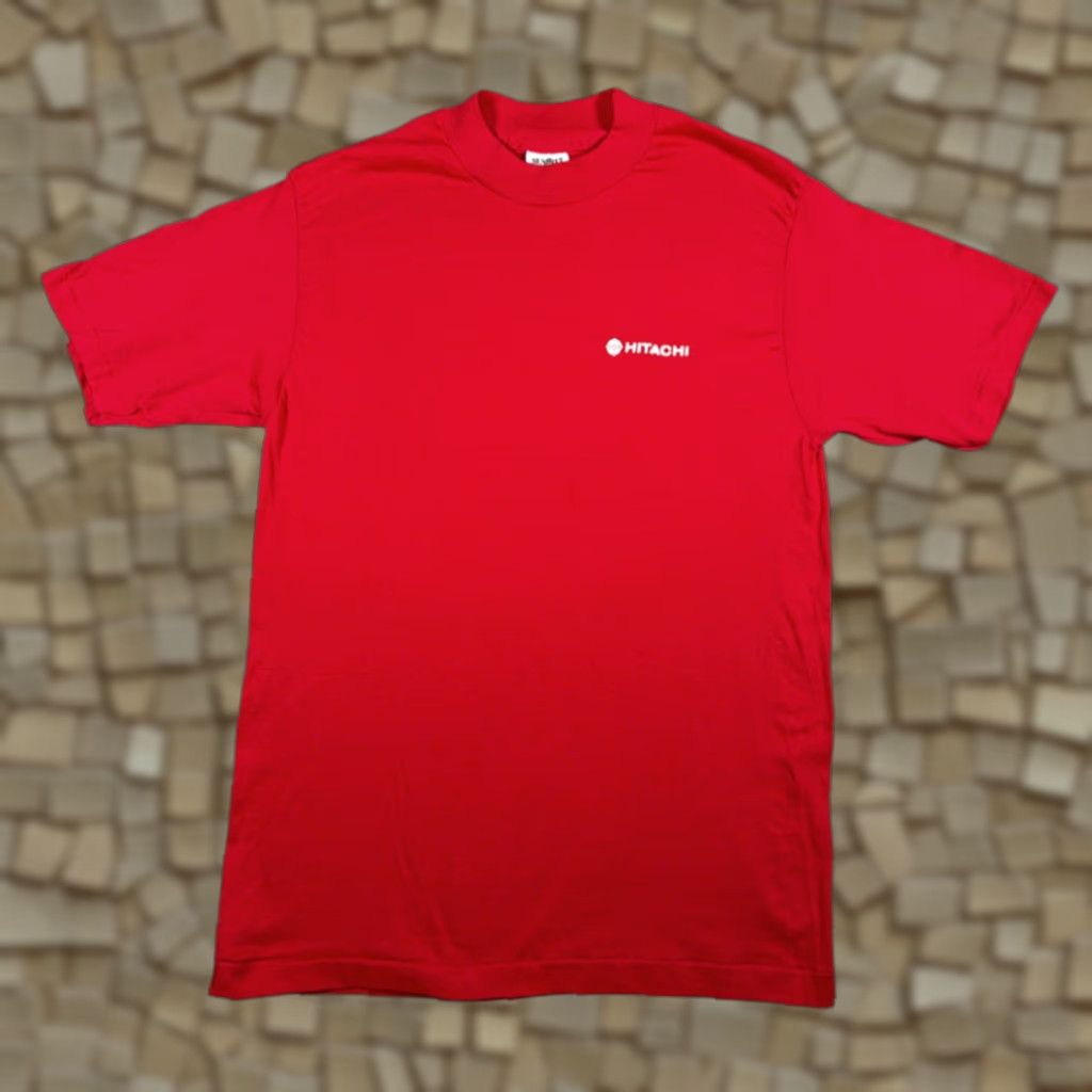 Logo 7 VINTAGE Hitachi Shirt Adult MEDIUM Red Logo Japanese Technology 80s Shirt Mens Red 80s Hitachi Logo T-Shirt Cotton Blend Vintage USA 80s Size US M / EU 48-50 / 2 - 1 Thumbnail