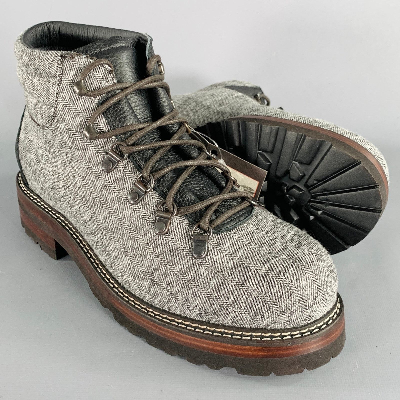 Other 10 Tom Hiker Grey Black Tweed Wool Hiking Ankle Boots Size US 10 / EU 43 - 5 Thumbnail
