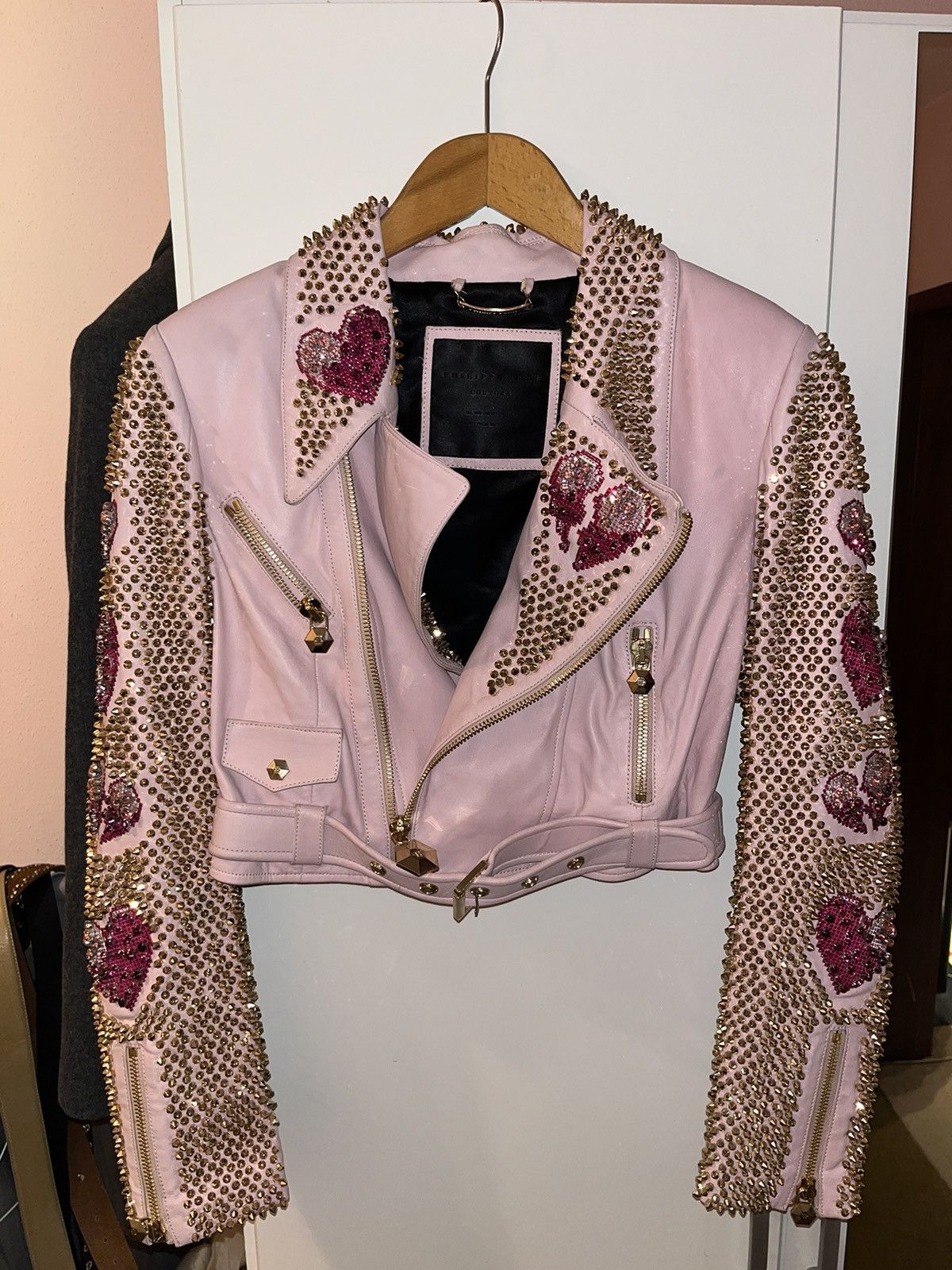 Philipp Plein Leather jacket with crystals Size S / US 4 / IT 40 - 1 Thumbnail