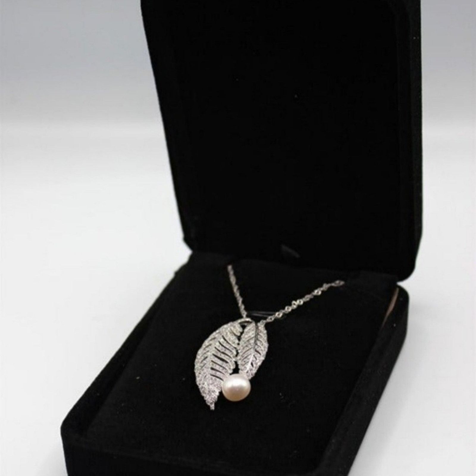 Other Double Leaves Necklace Pearl Pendant Sterling Silver NWT Size ONE SIZE - 5 Thumbnail