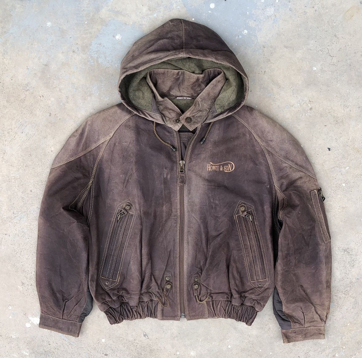 Vintage Vintage 80s Howie & Son Men’s Leather Hooded Jacket Size US M / EU 48-50 / 2 - 1 Thumbnail
