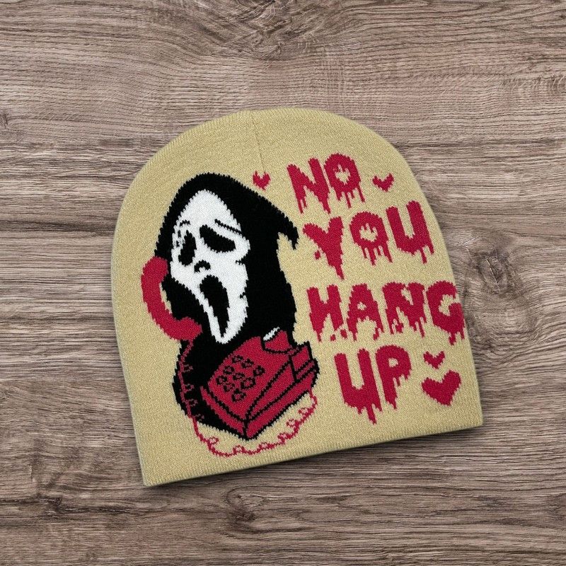 The Unbranded Brand Y2K ALT Grunge Scream Beanie | PUNK Skull Horror Knit Hat Size ONE SIZE - 1 Preview