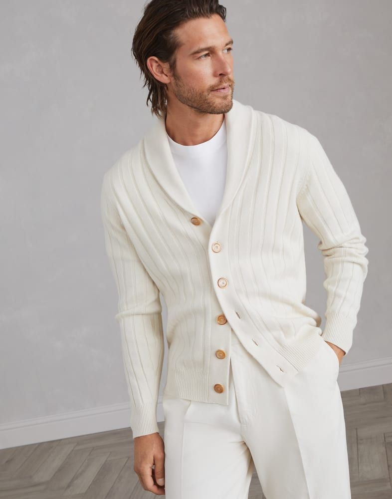 o1w1db10825 Cashmere Cardigan in White