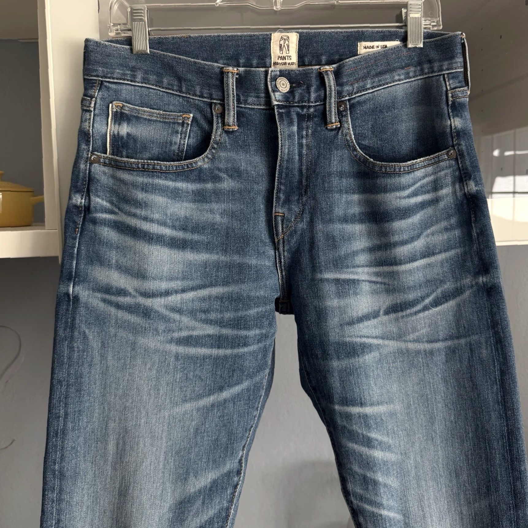KATO HIROSHI KATO The Scissors Slim Tapered Stretch Selvedge Denim Jeans Sz 30 Slim Fit Mens 30 Blue Denim 4-way Stretch Zipper Fly Inseam 33 Vintage: No Size US 30 / EU 46 - 6 Thumbnail