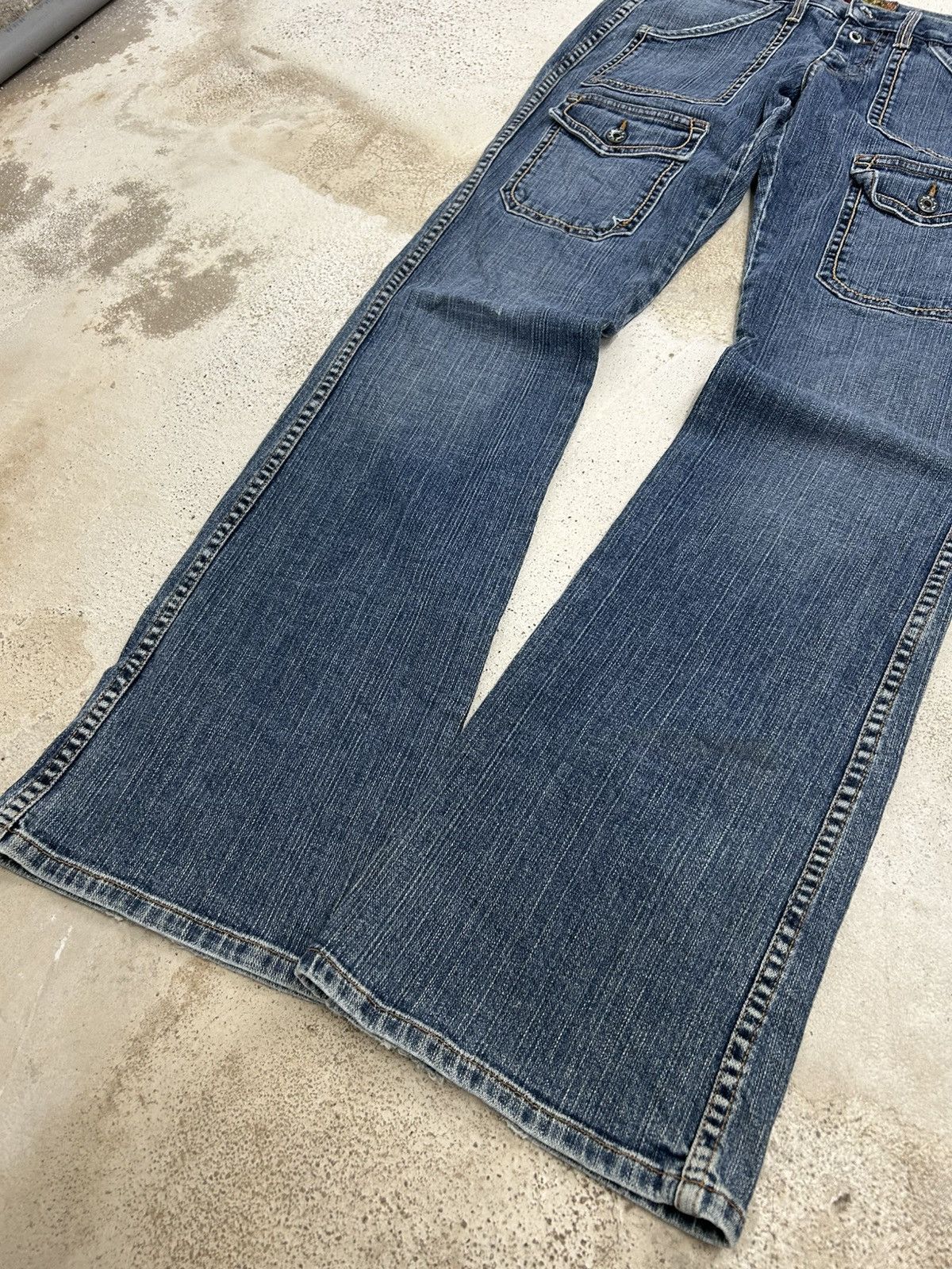 GOSTAR DE FUGA Vintage Puka Flare Carpenter Jean Double Pocket Utility Styl Size US 32 / EU 48 - 2 Thumbnail