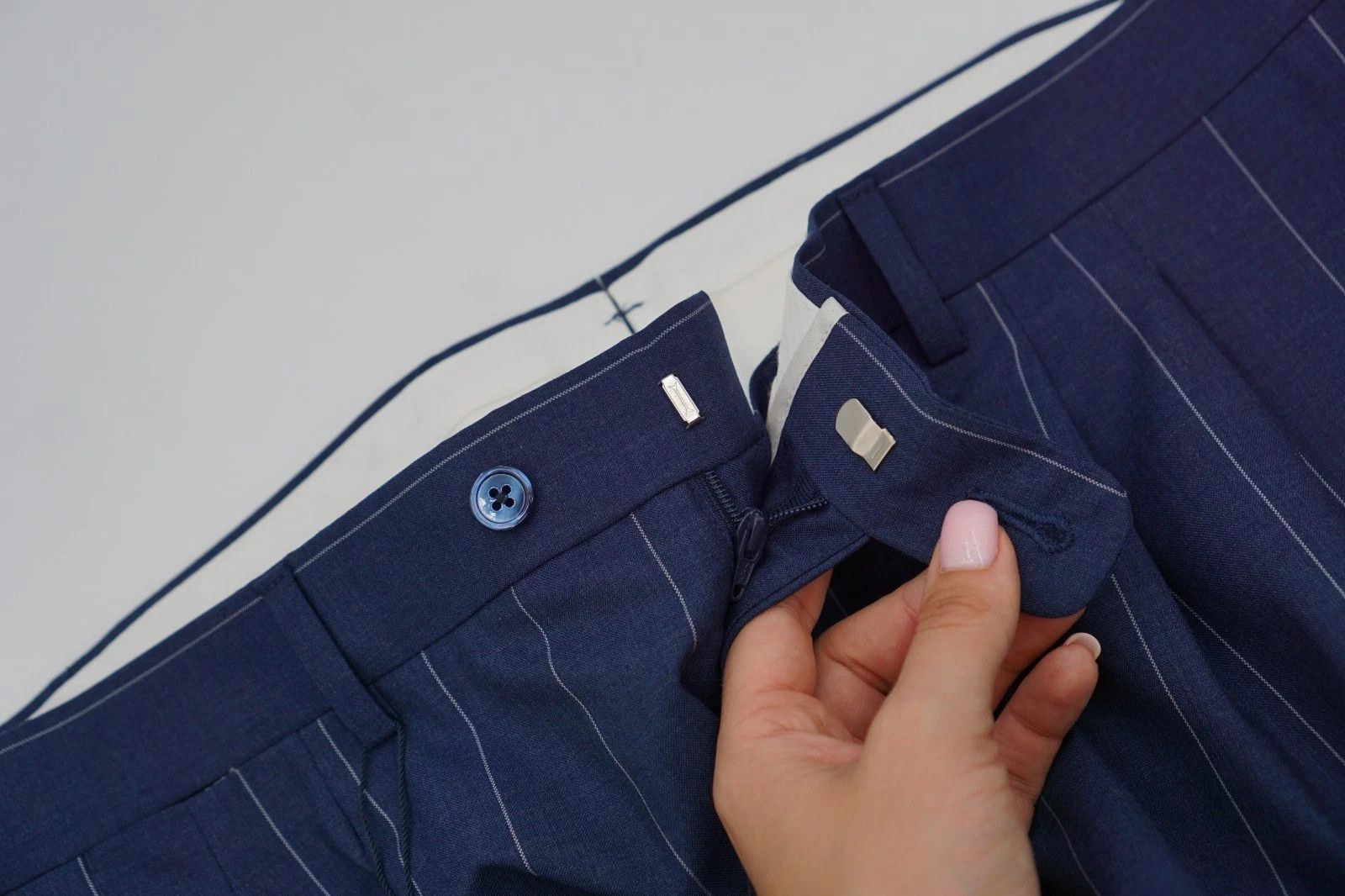 Suitsupply Men Suitsupply Pants Pinstriped Brescia Blue Wool UK/US50 Size 50R - 3 Thumbnail