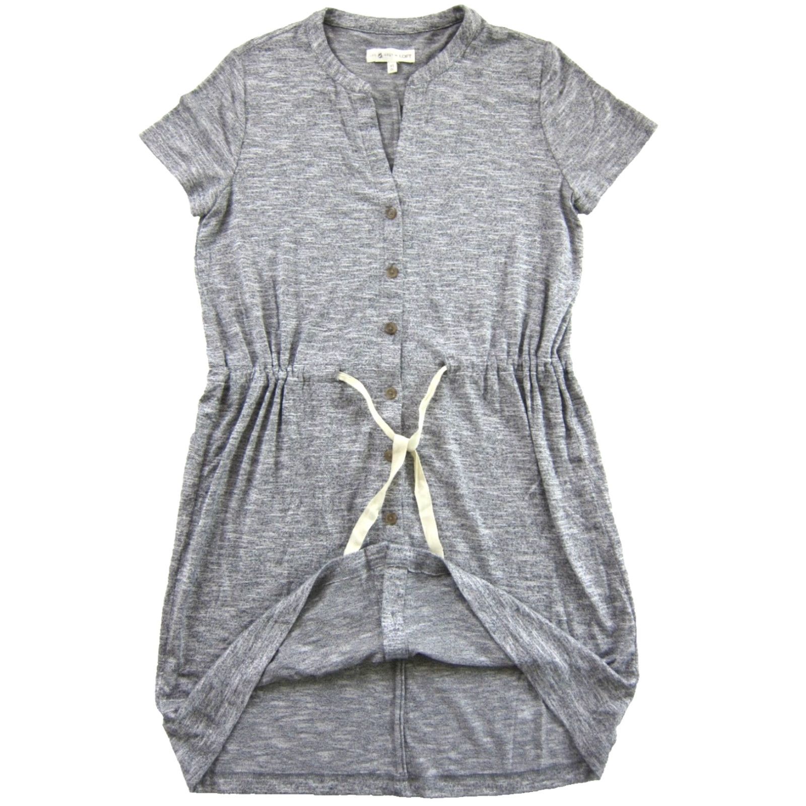 Lou & Grey NWT Lou & Grey Jersey Short Sleeve Button Down Cinch Waist Sheath Dress XS Shirt Dress Womens Grey Jersey Short Sleeve Cinch Waist Sheath Dress Size XS / US 0-2 / IT 36-38 - 5 Thumbnail