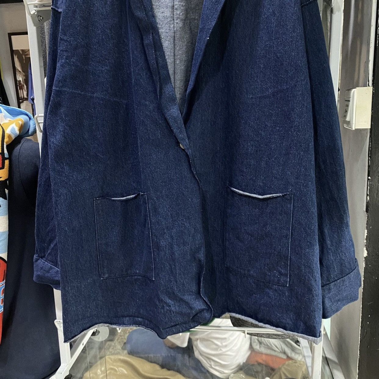 Isamu Katayama Backlash Vintage Kastane Indigo Denim Open Blazer Jacket Coat Size US L / EU 52-54 / 3 - 4 Thumbnail