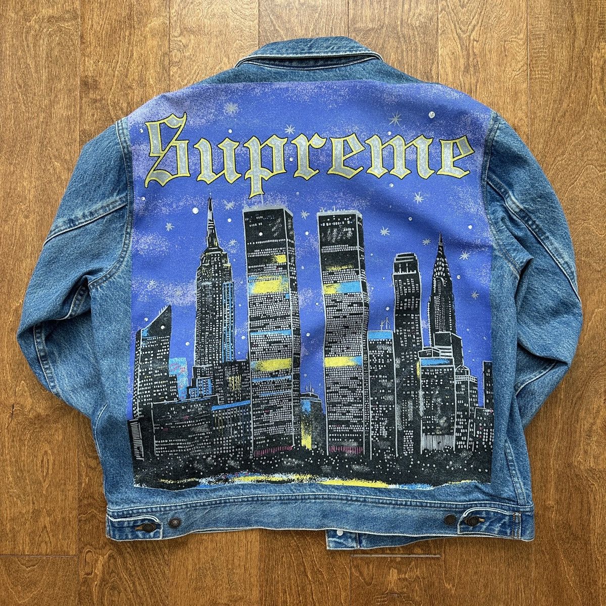 Supreme Supreme New York Painted Trucker Denim Jacket Blue SS19 | Grailed